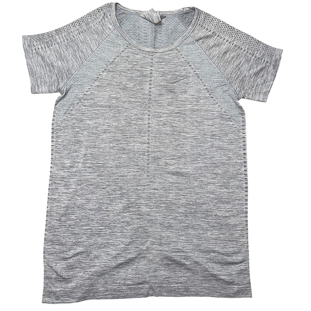 Athleta Momentum Tee Gray Space Dye Seamless‎ Mesh Workout Top XS 350437